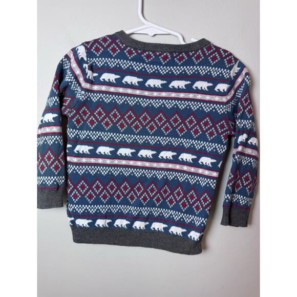 Hatley Gray Fair Isle Winter Bear Sweater Boys Pull Over Sz 3T - Picture 3 of 9